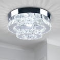 thumbnail image 1 of Diisunbihuo Mini Chandelier LED Crystal Ceiling Light 2 Lights Layers Flush Mounted Ceiling Light Modern Chrome Finished Pendant Lighting, 1 of 12