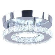 Diisunbihuo Modern Mini Led Chandelier Semi Flush Mount Crystal Lighting Ceiling Crystal Lamp for Bedrooms Dinning Rooms Hallway(Round White)
