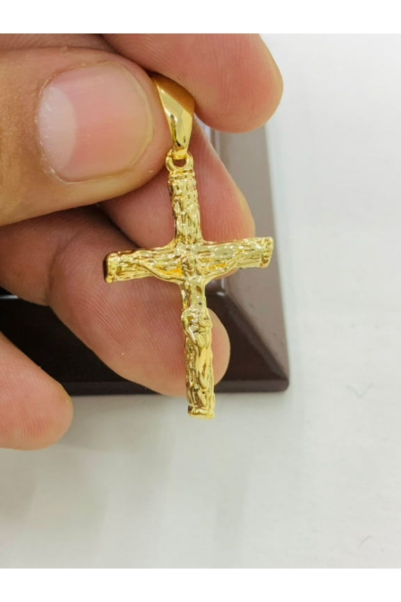 Dije de Cruz en Oro Laminado para Hombre 36x23mm/Rustic Cross Pendant for Mens in Gold F/Everyday Pendant/Man Cross Jewelry/Crucifix Pendant