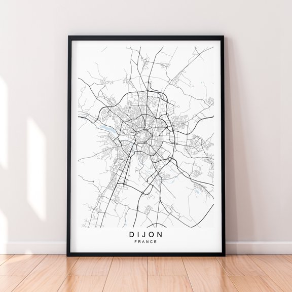 Dijon City Map France Minimalist Town Travel Wall Art Poster , Poster Print Only