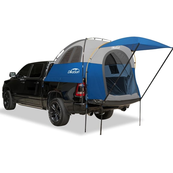 Dikasun Truck Bed Tent Waterproof PU3000mm Double Layer Pickup Tent for Camping Blue, with Awning