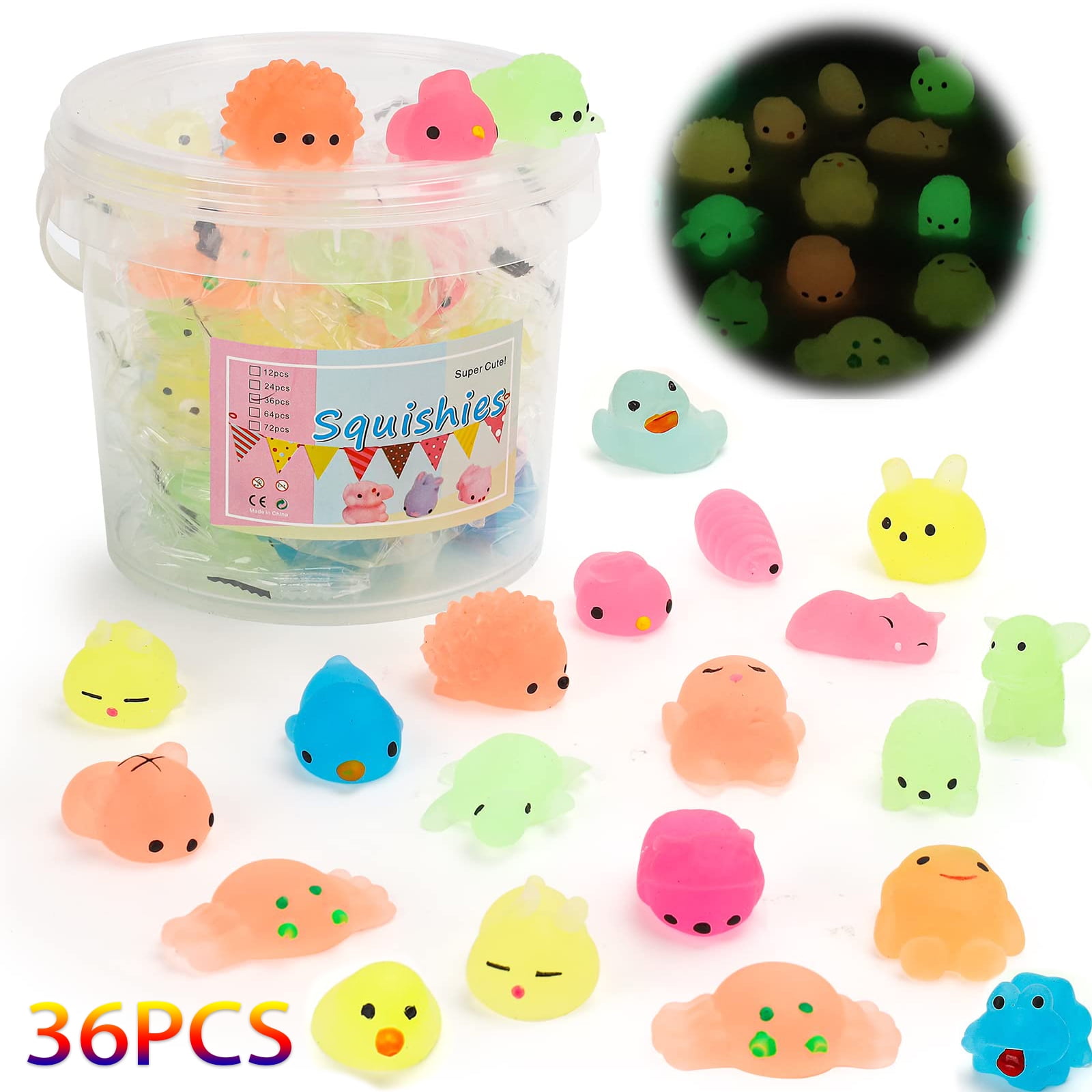 sqlhrke mochi squishy toys animals kawaii mini squishies 100 pack, fidget  toys bulk for adhd kids adults stress relief,sensory toys b