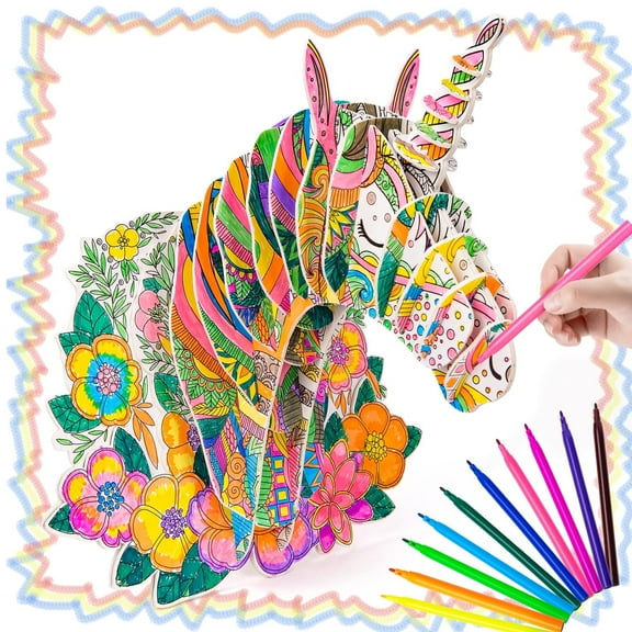 Dikence Crafts for Kids Age 6-10, Arts for 8-12 Year Old Girls Boys Educational Drawing Puzzle Gifts Toys for Girls Ages 6-12 Coloring Crayons Set for Art Markers Building Toys for Toddler
