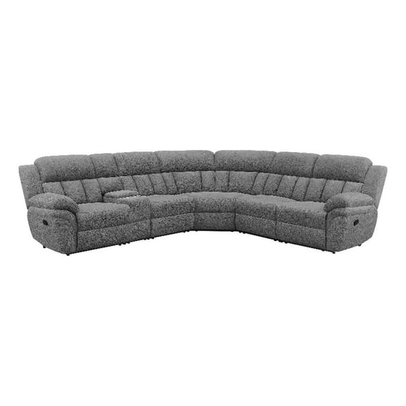 Benjara Diko 6pc Modular Sectional Sofa- Dark Gray Chenille- Manual Reclining