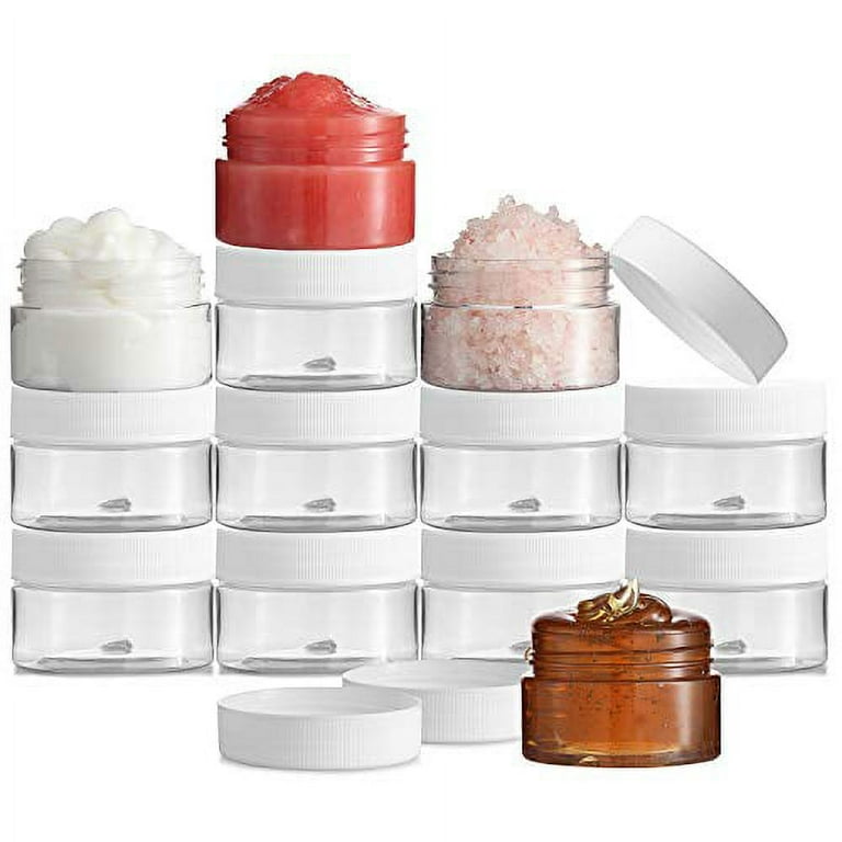 8 oz Plastic Containers with Lids + 4oz Small Containers with Lids (Set of  24) Plastic Jars with Lids Cosmetic Jar - for Lip Scrub, Body Butters