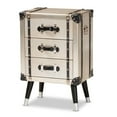 thumbnail image 1 of Dilan Vintage Industrial Antique Silver Finished Metal Trunk Inspired 3-Drawer Nightstand, 1 of 12