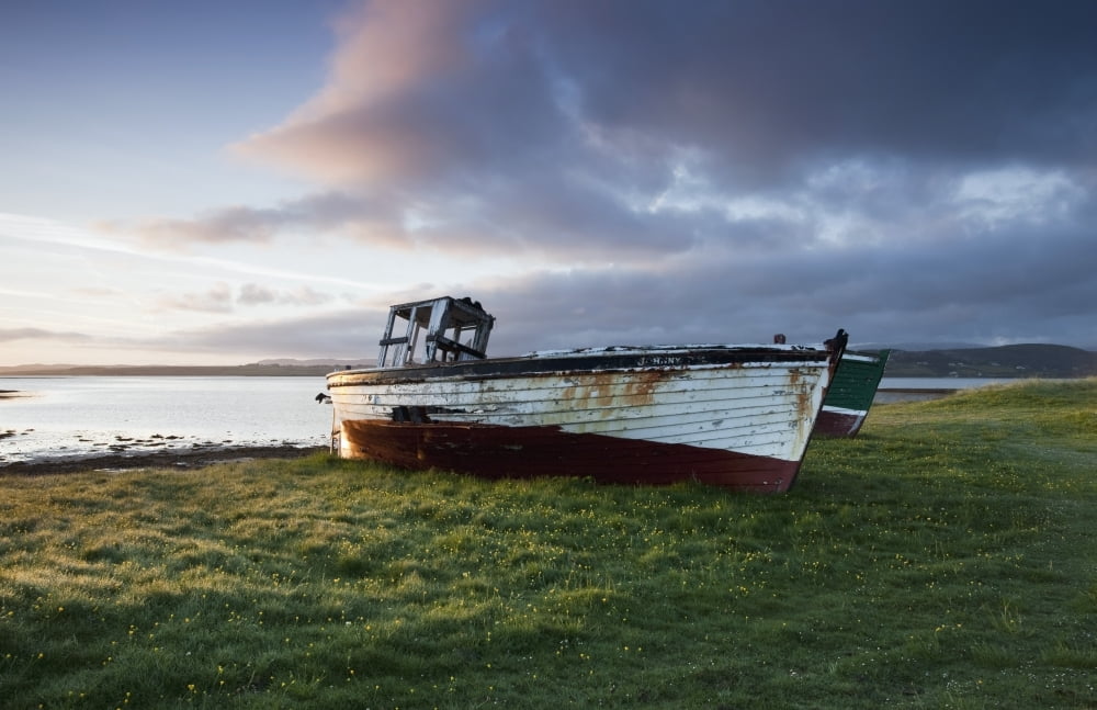 Dilapidated And Abandoned Fishing Boats Ballyness Bay County Donegal Ireland Canvas Art - Peter McCabe Design Pics (38 x 24)