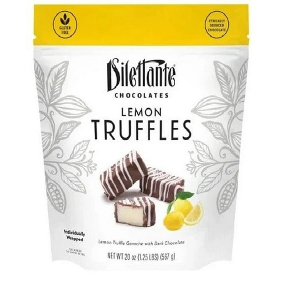 Dilettante Chocolate Lemon Truffles – Dark Chocolate Shell with Lemon Ganache, Gluten-Free Gourmet Candy, 20 oz Box (1-Pack)