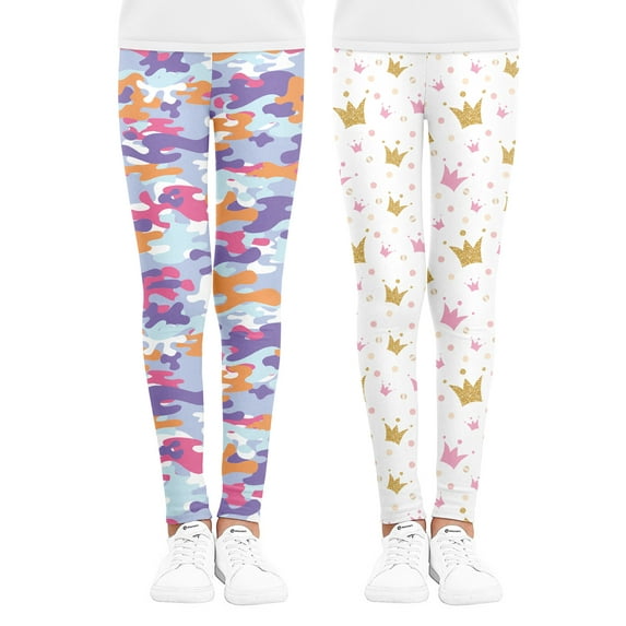 Diliba Toddlers Girls Leggings Soft Comfortable Pants Kids Classic Pants 2-Pack 6-7T