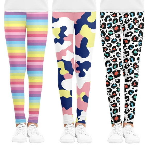 Diliba Toddlers Girls Leggings Soft Comfortable Pants Kids Classic Pants 3-Pack 4-5T