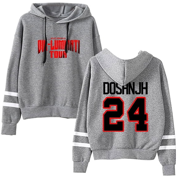 Diljit Dosanjh 24 Logo Merch Pocketless Parallel Bars Sleeve Streetwear Hooded Sweatshirts