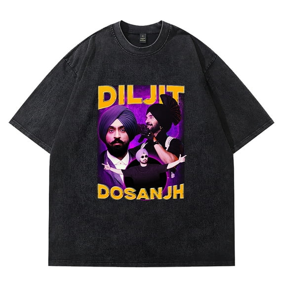 Diljit Dosanjh Dil-Luminati Tour Merch Vintage Wash T-Shirts Summer Women Men Fashion Streetwear Tee