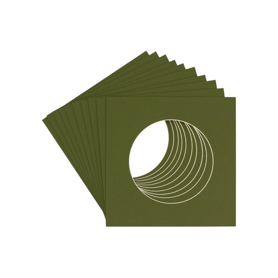 Dill Acid Free 7x7 Cirlce Picture Frame Mat with White Core Bevel Cut for 5x5 Pictures - Fits 7x7