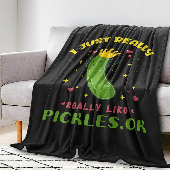 Dill Pickles Blanket Pickle Gifts for Women Girls Boys 50"X 40", Soft Flannel Cozy Warm Lap Throw Blanket for Kids Adults, Funny Pickle Blanket Quilt for Pickle Lovers Couch Bed