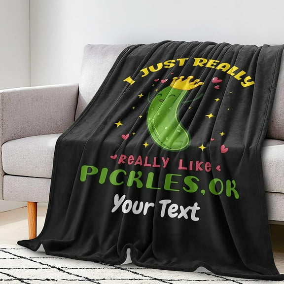 Dill Pickles Blanket Pickle Gifts for Women Girls Boys 50"X 40", Soft Flannel Cozy Warm Lap Throw Blanket for Kids Adults, Funny Pickle Blanket Quilt for Pickle Lovers Couch Bed