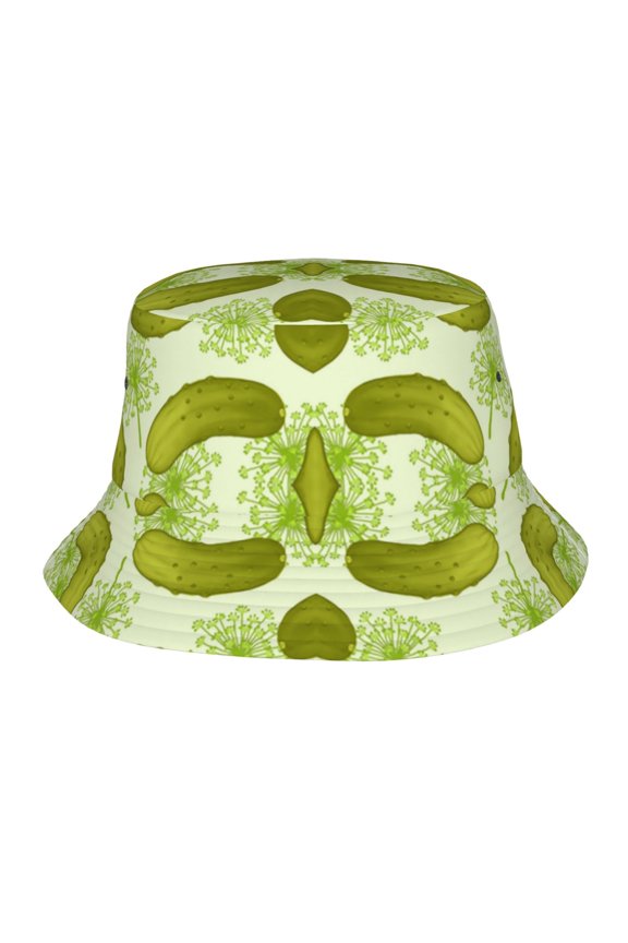 Dill Pickles Green Bucket Hat,Packable Sun Cap,Max Protection For Uva,Perfect For Fishing Gardening Hiking Camping