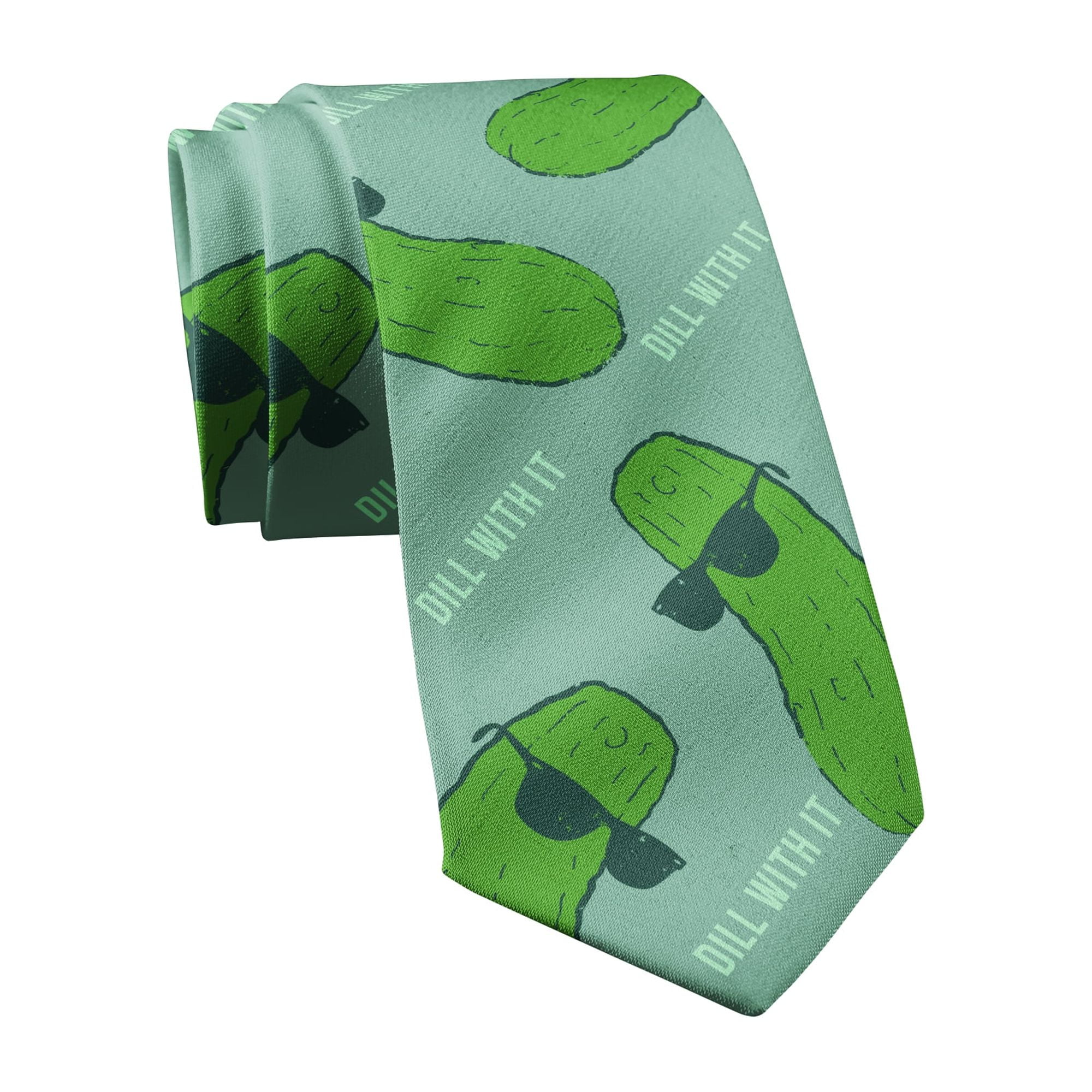 Dill With It Necktie Funny Cool Pickle Deal With It Sarcastic Saying