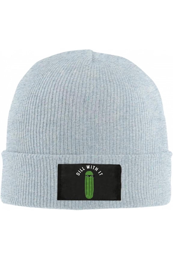 Dill With It Pickles Beanie Hat for Women Men Winter Hat Cuffed Winter Beanie Warm Skull Cap Plain Knit Hat Cap
