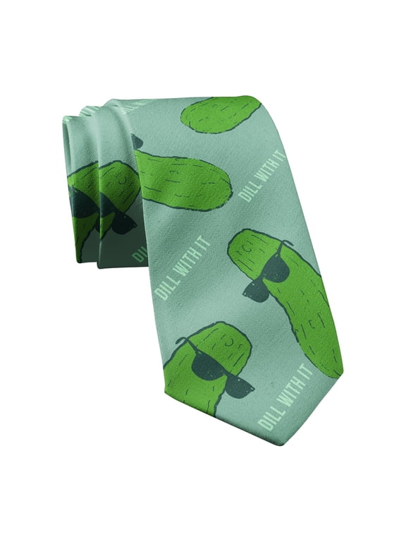 Dill With it Necktie Funny Neckties for Men Pickle Tie Mens Novelty Neckties