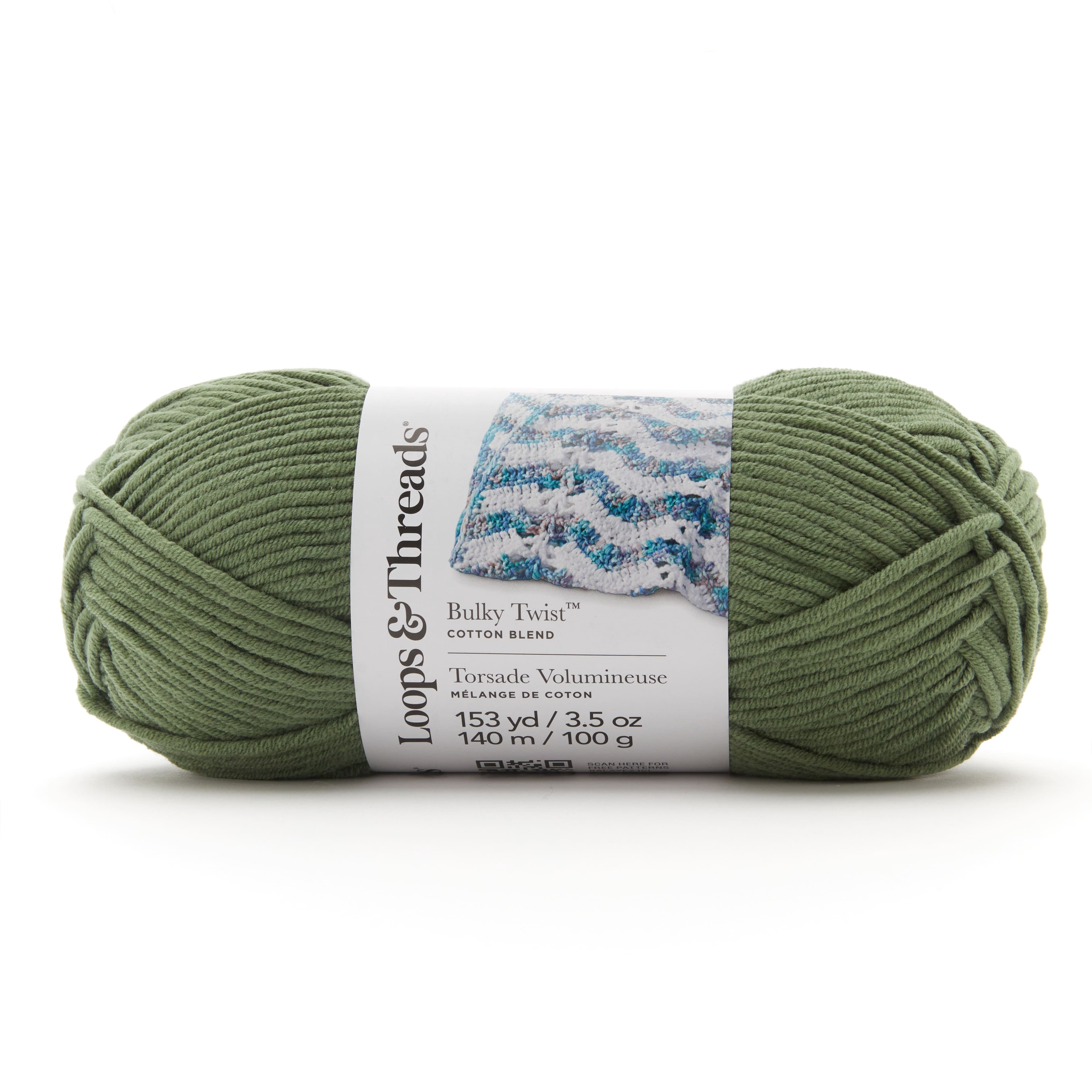 Loops & Threads Dill Yarn Bulky Weight Twist Solid Yarn - Bulky Weight Yarn for Knitting, Crochet, Weaving, Arts & Crafts, 12 Pack