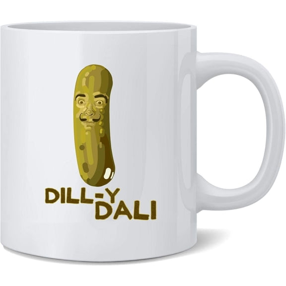 Dill y Dali Pickle Salvador Funny Artist Graphic Ceramic Coffee Mug Tea Cup Fun Novelty Gift 12 oz