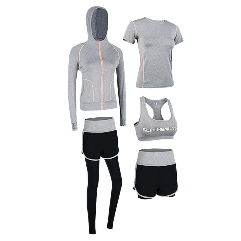 Dillar 5Pcs Yoga Clothing Suit Set Tracksuit Running Gym Winter