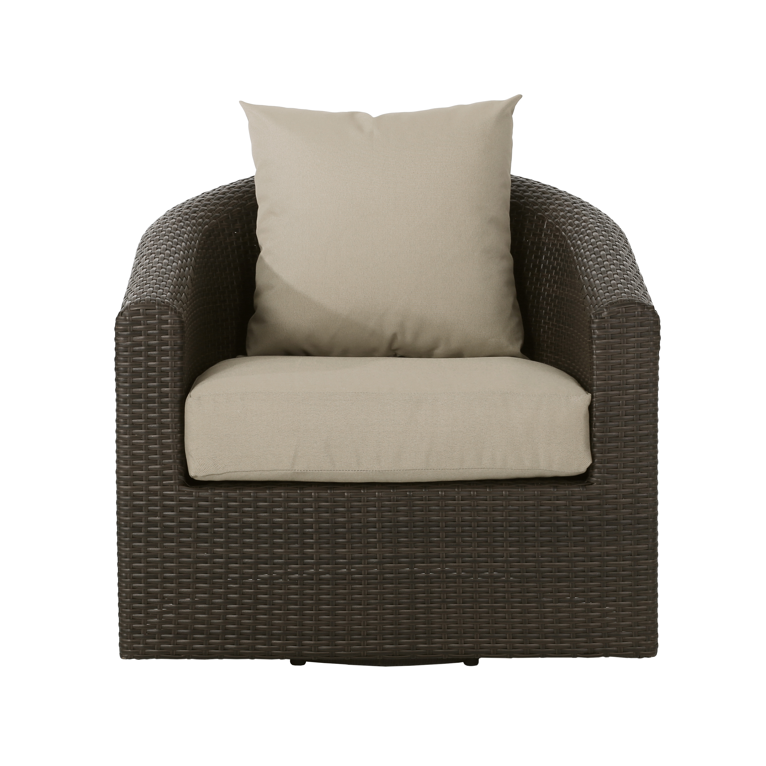 Dillard Outdoor Aluminum Framed Wicker Swivel Club Chair, Mixed Brown and Mixed Khaki - image 1 of 13