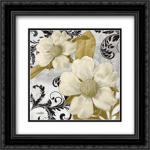 Dillenia Gold 2x Matted 20x20 Black Ornate Framed Art Print by Stimson, Diane
