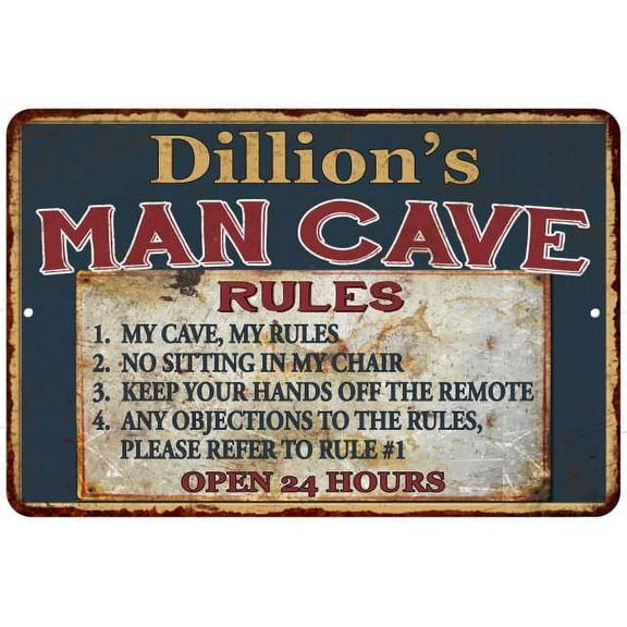 Dillion's Man Cave Rules Chic Rustic Green Sign Home 8x12 Metal 108120049900