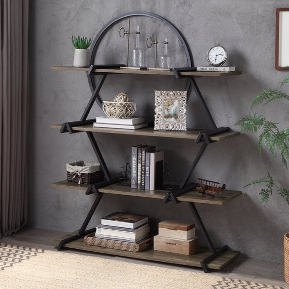 Dillon 4-Shelf Metal Bookcase, Matte Black