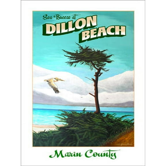 Dillon Beach Poster - Wine Country Posters, Dillon Beach Art, Marin County, California, Dillon Beach Sea Breeze, Coastal Beach WCP-828 (18x24 Art Print, Wall Decor Travel Poster)