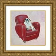 thumbnail image 1 of Dillon, Carol 12x12 Gold Ornate Wood Framed with Double Matting Museum Art Print Titled - Bulldog on Red, 1 of 4