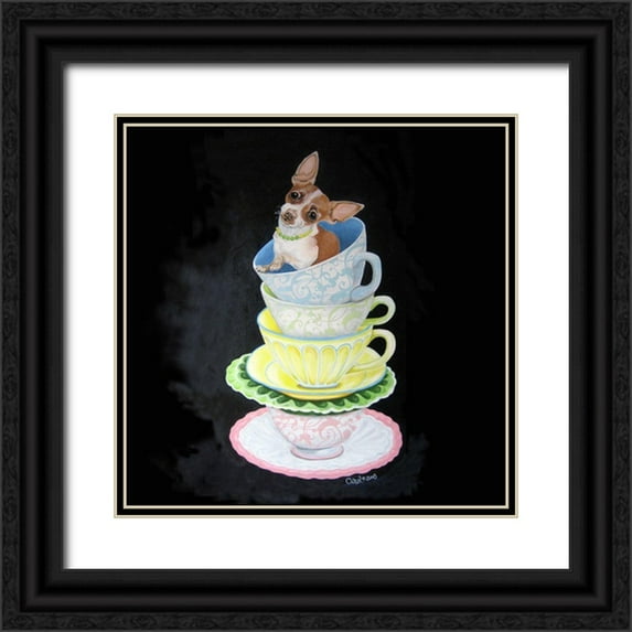 Dillon, Carol 20x20 Black Ornate Wood Framed with Double Matting Museum Art Print Titled - Chihuahua Teacups