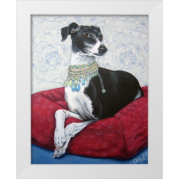 Dillon, Carol 20x24 White Modern Wood Framed Museum Art Print Titled - Italian Greyhound on Red