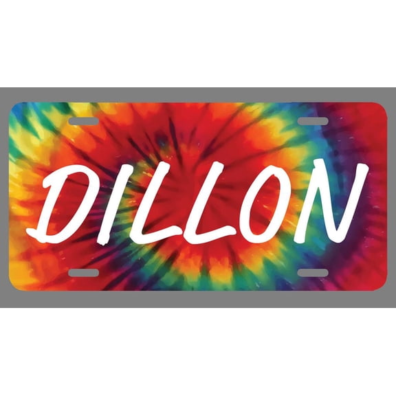 Dillon Name Tie Dye Style License Plate Tag Vanity Novelty Metal | UV Printed Metal | 6-Inches By 12-Inches | Car Truck RV Trailer Wall Shop Man Cave | NP1680