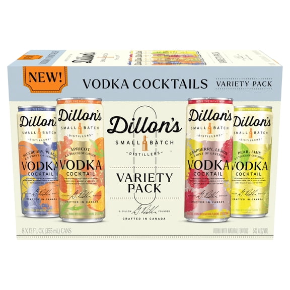 Dillon's Vodka Cocktail Variety, 8 Pack, 12 fl oz Cans, 5% ABV