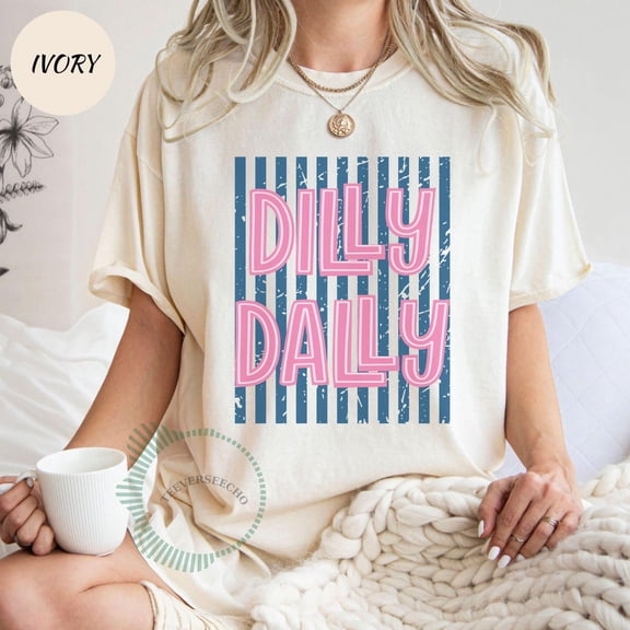Dilly Dally Colorful Stripe Preppy Girly Spring Summer Aesthetic T-Shirt