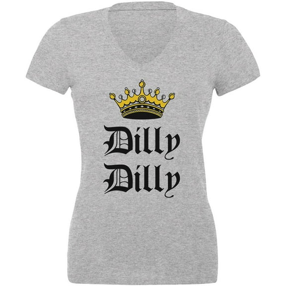 Dilly Dilly Crown Olde English Juniors V-Neck T Shirt Heather SM