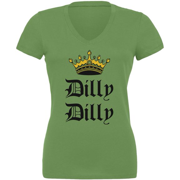 Dilly Dilly Crown Olde English Juniors V-Neck T Shirt Leaf LG