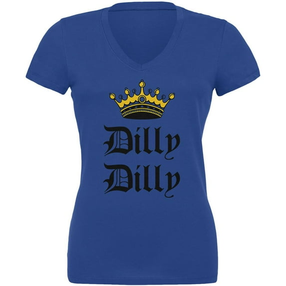 Dilly Dilly Crown Olde English Juniors V-Neck T Shirt Royal X-LG