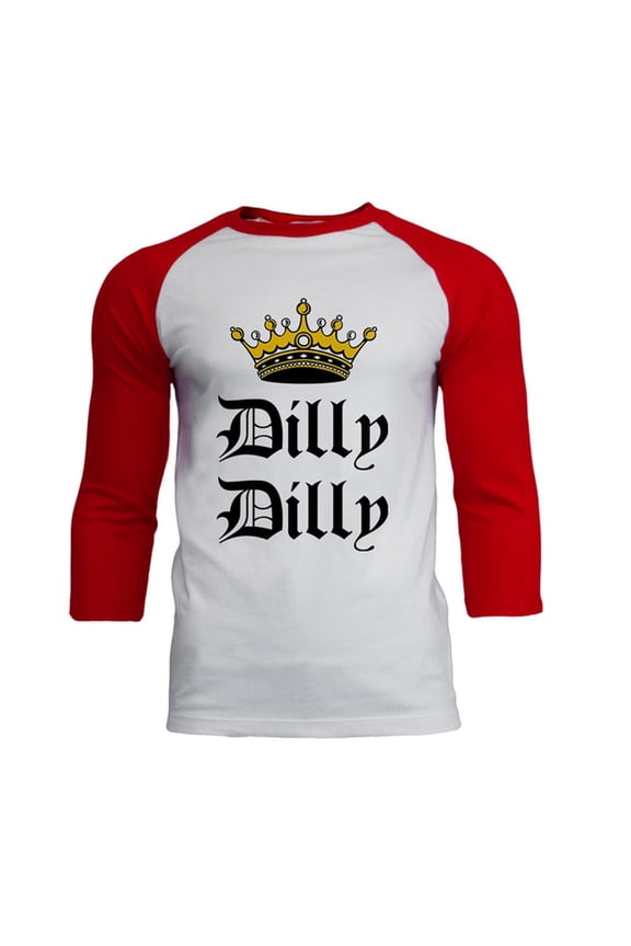 Dilly Dilly Crown Olde English Mens Soft Raglan T Shirt White-Red LG