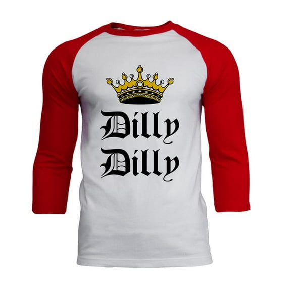 Dilly Dilly Crown Olde English Mens Soft Raglan T Shirt White-Red MD