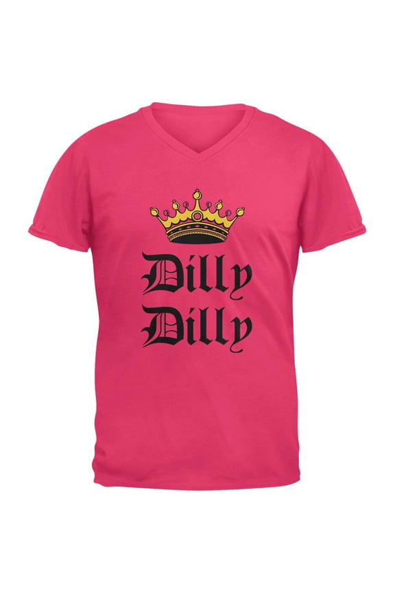 Dilly Dilly Crown Olde English Mens V-Neck T Shirt Hot Pink 2XL