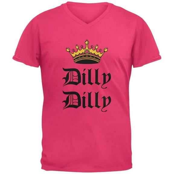 Dilly Dilly Crown Olde English Mens V-Neck T Shirt Hot Pink LG