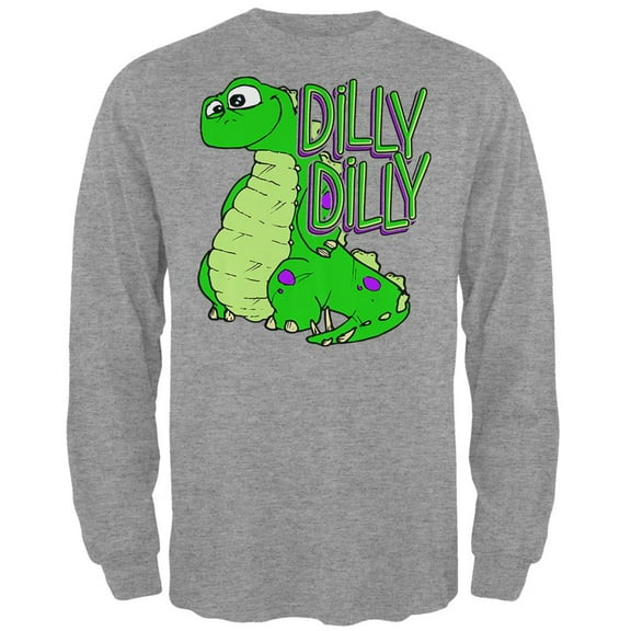 Dilly Dilly Dino Mens Long Sleeve T Shirt Heather X-LG