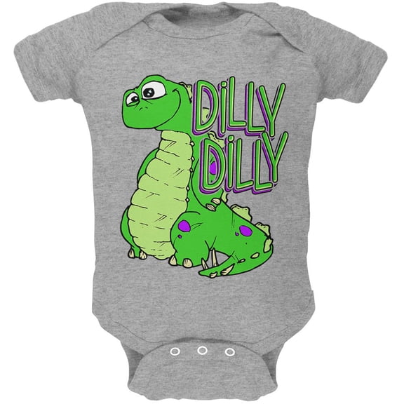 Dilly Dilly Dino Soft Baby One Piece Heather 0-3 M