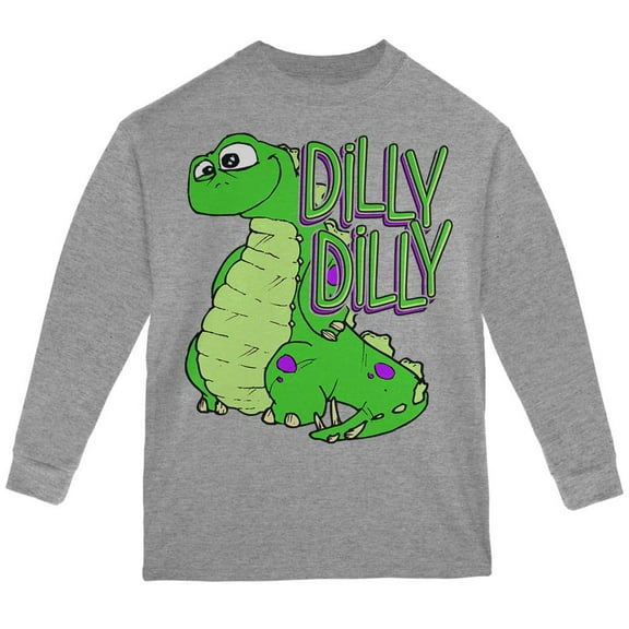Dilly Dilly Dino Youth Long Sleeve T Shirt Storm Grey YMD