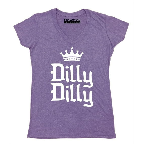 Dilly Dilly Funny Beer Commercial Viral Women's V-neck, L, Heather Purple