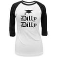 thumbnail image 1 of Dilly Dilly Graduation Juniors 3/4 Sleeve Raglan T Shirt White-Black MD, 1 of 1