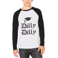 thumbnail image 1 of Dilly Dilly Graduation Mens Long Sleeve Raglan T Shirt White-Black SM, 1 of 1